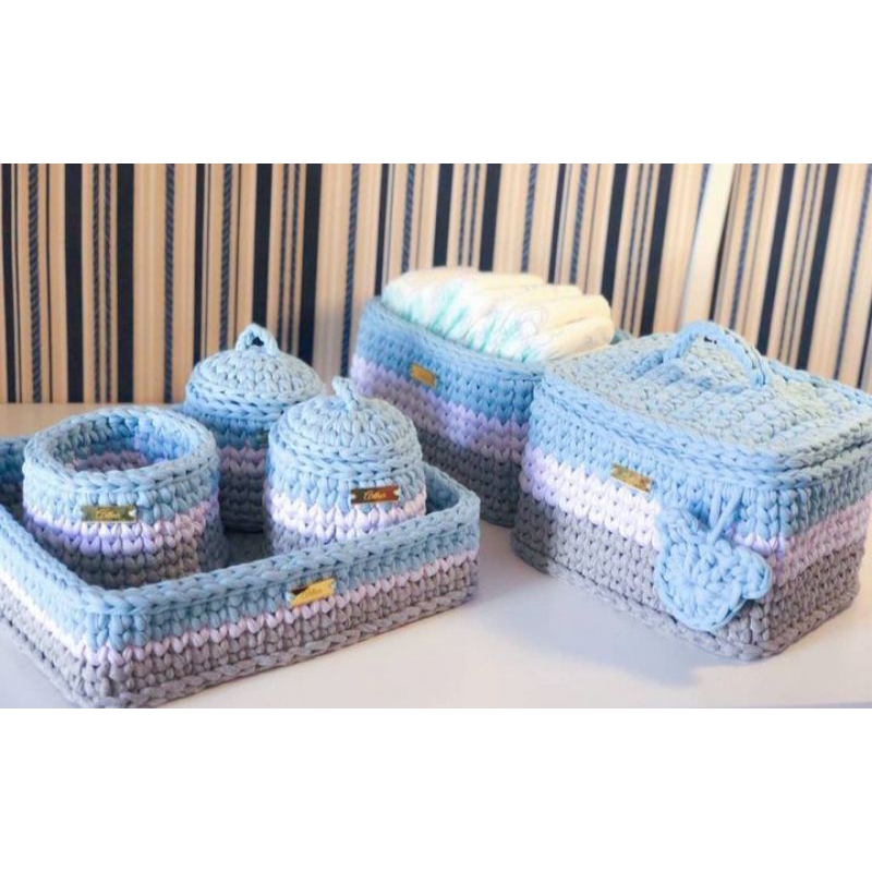 Kit Higiene de bebê em Fio de Malha de crochê + Farmacinha personalizado!