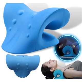Suporte de pescoço para relaxamento no ombro, almofada de dispositivo de tração cervical para alívio da dor e alinhamento da coluna cervical, almofada quiroprática para pescoço com ponto de massagem para relaxamento muscular