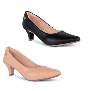 Kit 2 Sapato Scarpin Feminino Sintético Salto Baixo Fino Confortável R2.29