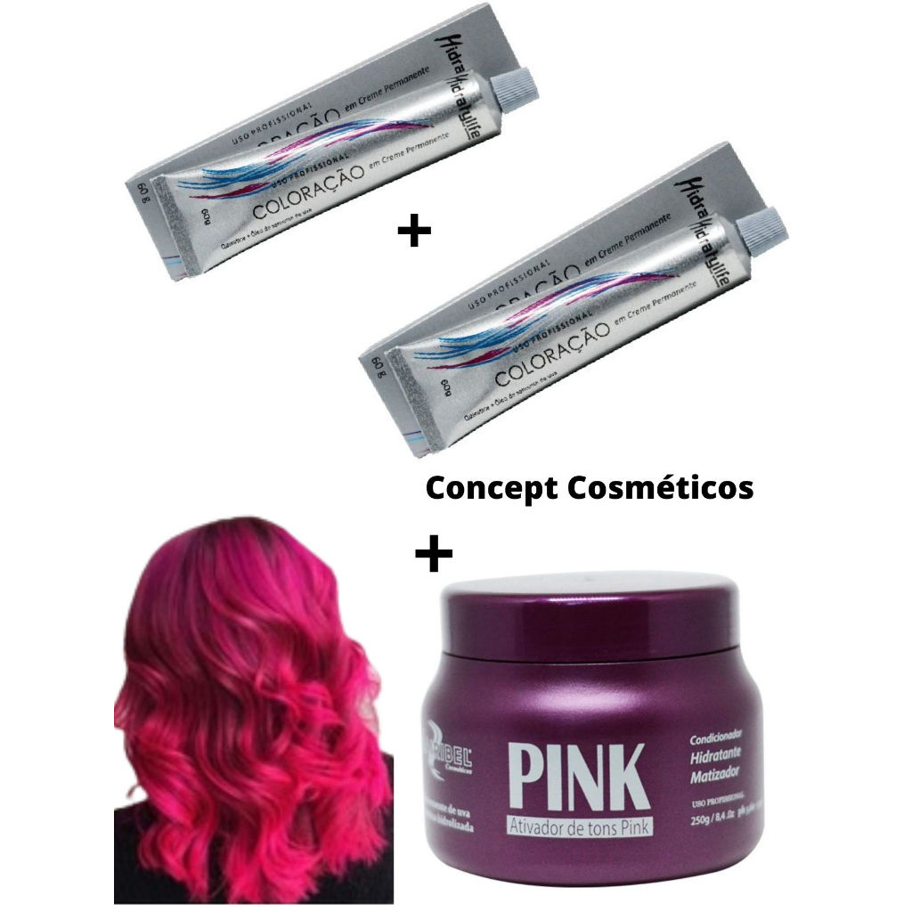 Coloração Pink 2 uni + Máscara Matizadora 1 uni 250 g Mairibel Cabelos Coloridos