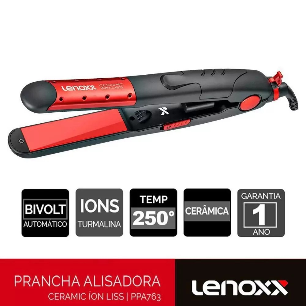 Prancha Chapinha Alisadora Lenoxx PPA763 Ceramic Ion Liss c/ 8 saídas de Vapor - Bivolt - Original + Nota fiscal