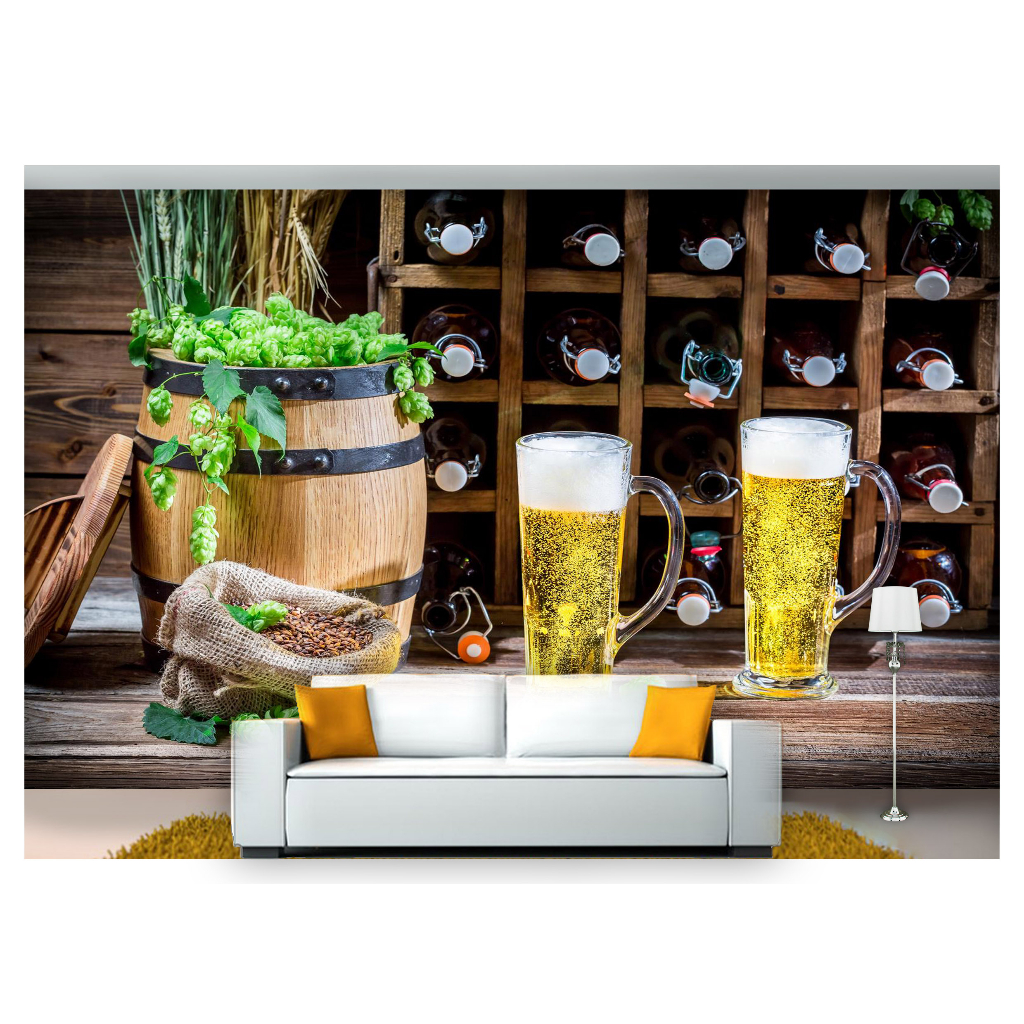 Papel de Parede Alimento Adesivo Decorativo Decoração Restaurante Adega Cerveja Chopp - AL068