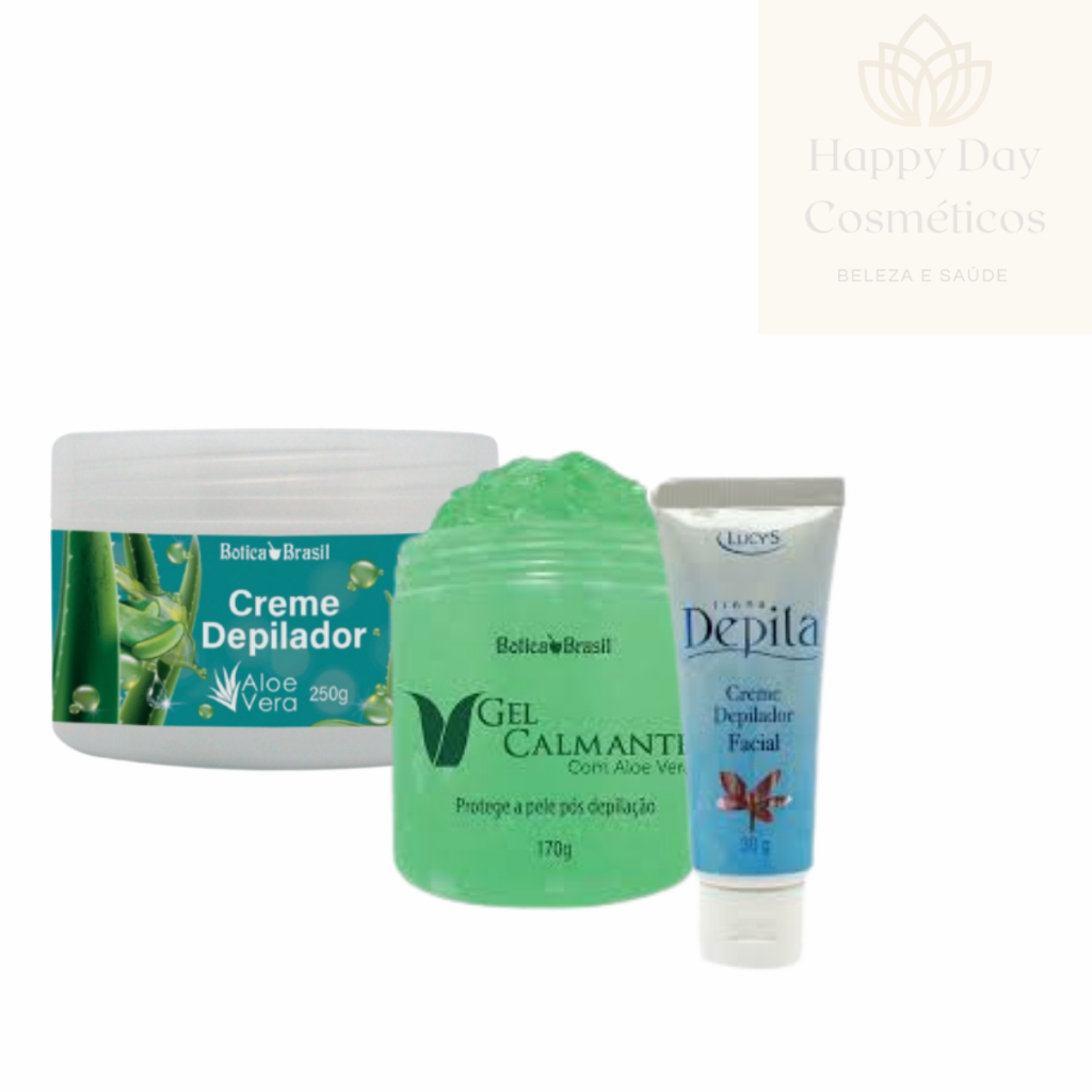 Kit Creme Depilador Depilatório para Corpo Pernas Axilas Virilhas Para Depilação - Depilador Facial e Corporal - Com Aloe Vera Botica Brasil - 250g