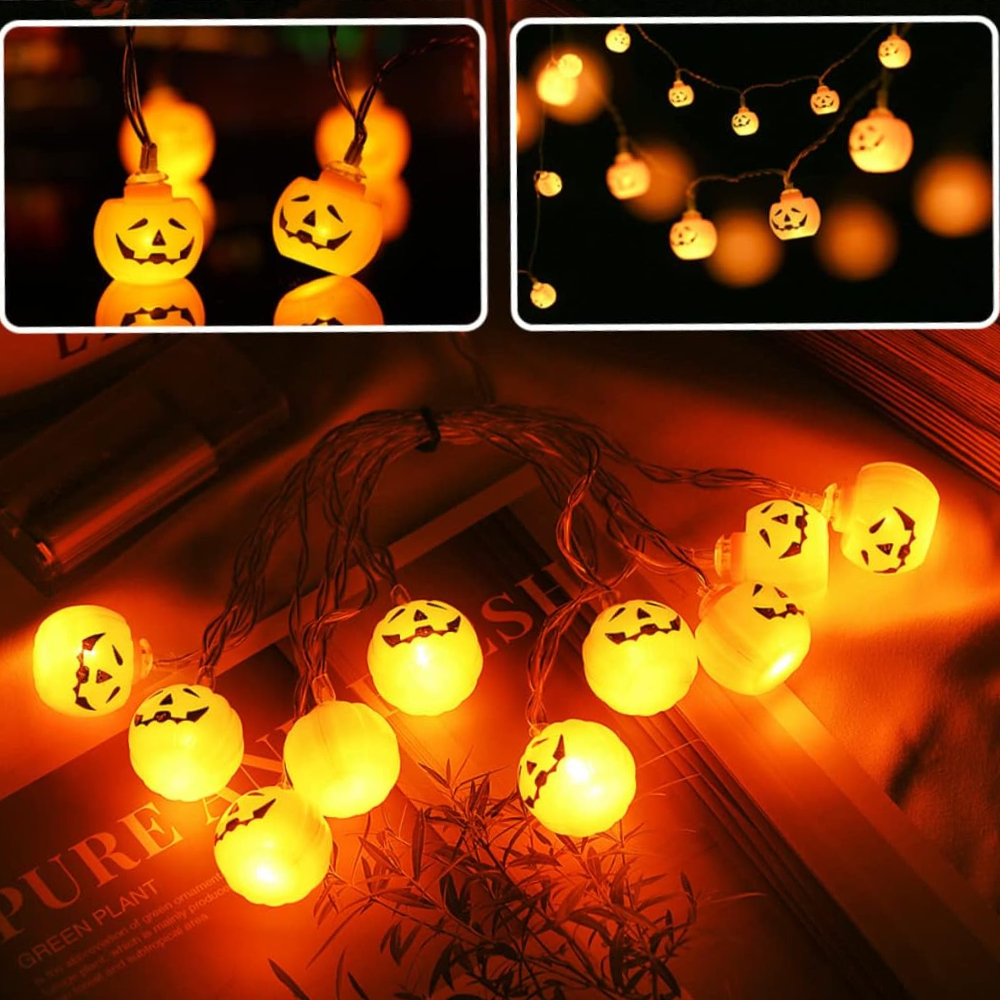 Luminária De Led Varal Decorativo Halloween Dia Das Bruxas Decoração Ambiente Varal De Led 2 Metros em Oferta na Shopee