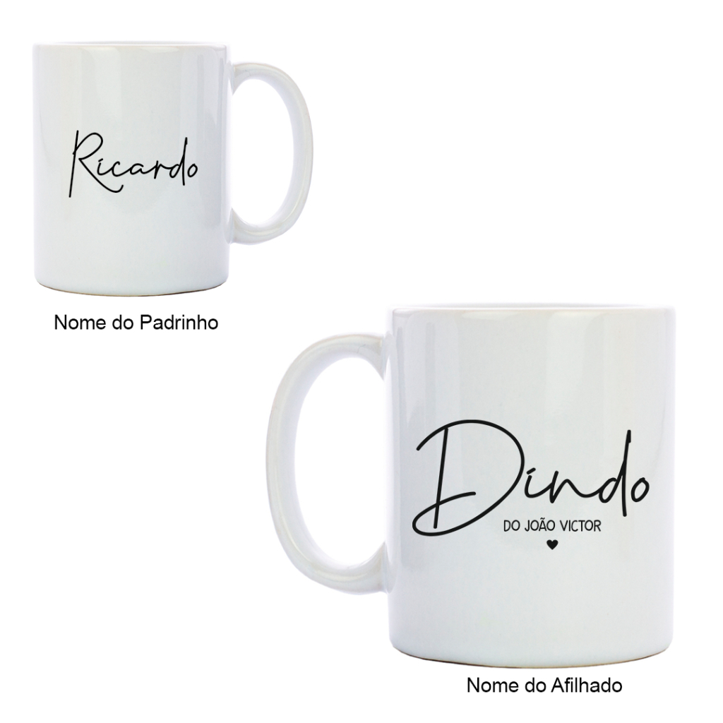 Caneca Dindo/Dinda - Personalizada (Nome Afilhado/Nome Padrinho-Madrinha) em Oferta na Shopee