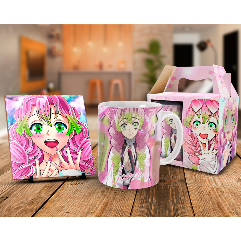 Caneca + Kit Hashira Mitsuri com Nome Personalizado em Oferta na Shopee