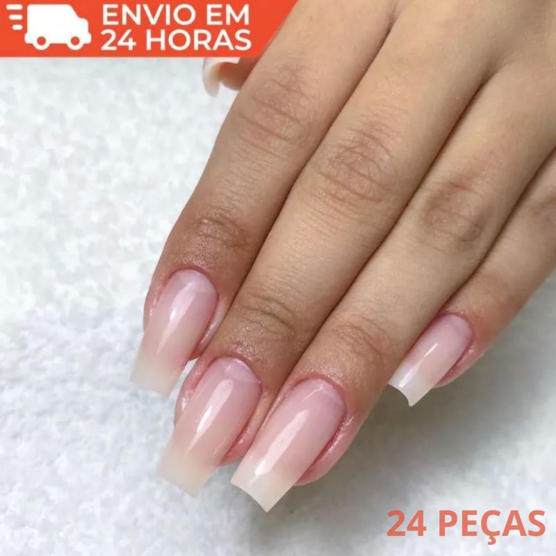 Unhas Postiça Natural Alto Colante Unha Postiça Realista Kit 24 Unhas Postiças