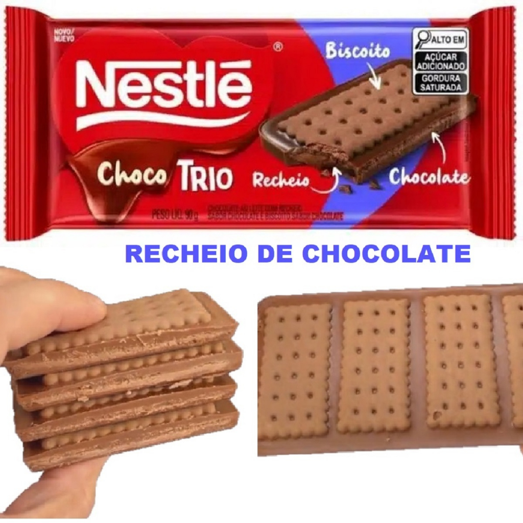 Chocolate Nestle Choco Trio Deu Math Sabor De Chocolate Bolacha com Chocolate Bicoito Com Chocolate Recheado