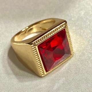 Anel Comendador Masculino Homem Pedra Preta Vermelha Àgata Natural Banhado a Ouro 18 k Entrega Nacional