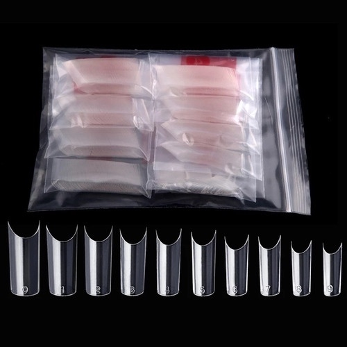 Pacotes Com 500 Tips Refil Unha Curvatura C Transparente/Branca Natural