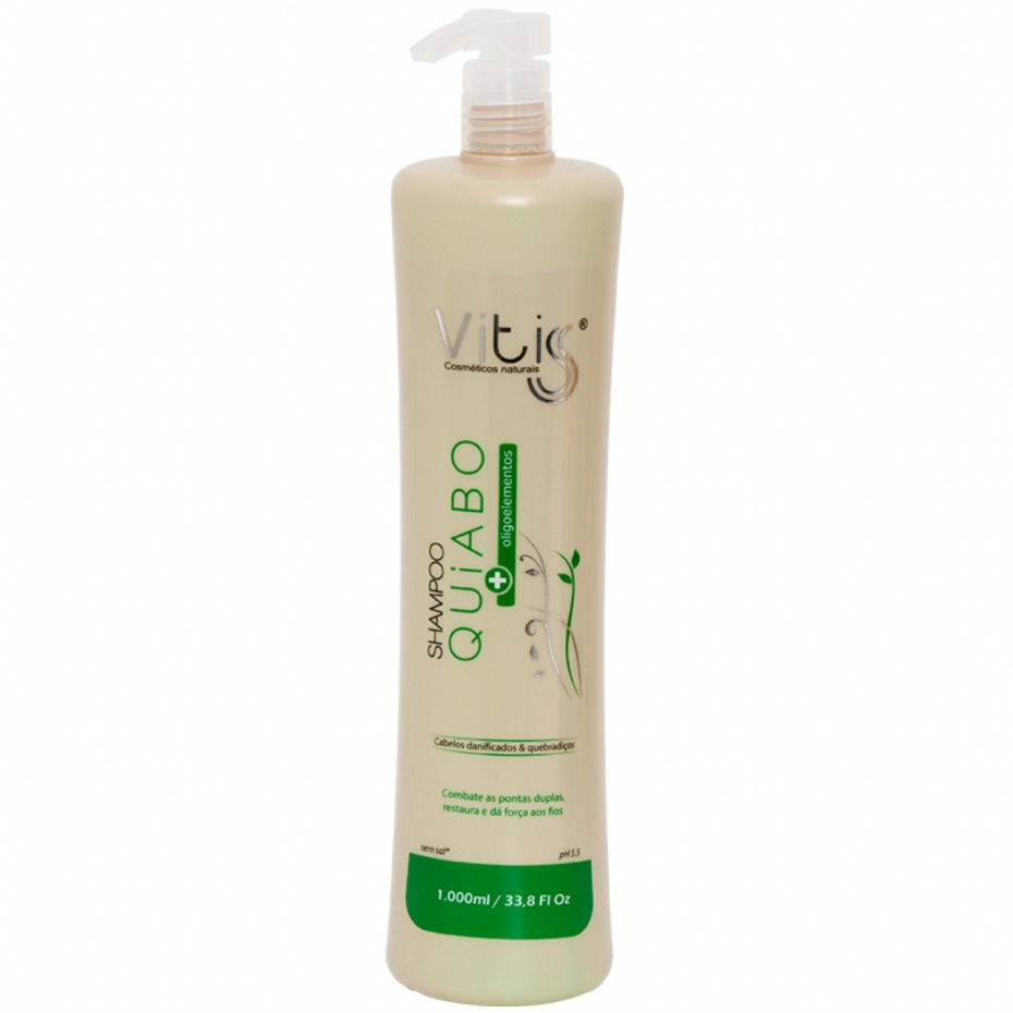 Shampoo Quiabo + Oligoelementos 1 L - Vitiss Cosméticos - Cabelos Danificados e Com Pontas Duplas