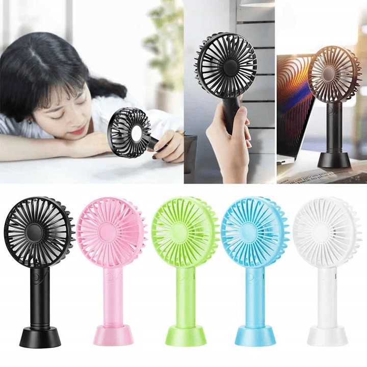 Ventilador Portátil Mini De Mão Mesa Recarregável Usb Led Com Cabo Suporte Para Extensão De Cílios 3 Velocidades