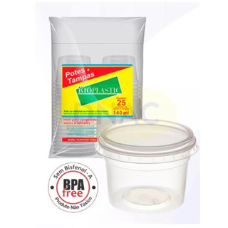 Pote Plástico 140ml com Tampa 25 Unidades