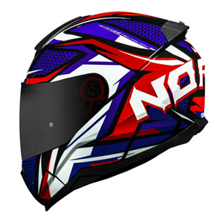 Capacete Norisk Razor Sharp Azul Vermelho e Branco