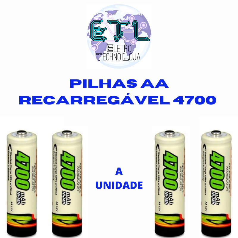 1 Unidade Pilha Recarregável 4700 mah AA