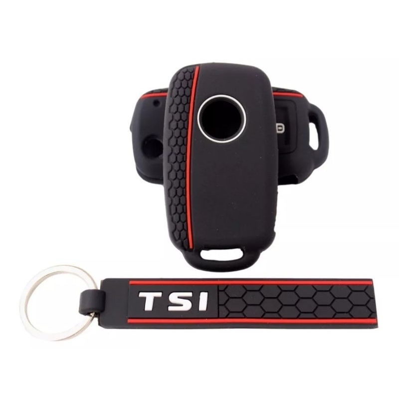 Capa Silicone Chave Canivete + Chaveiro Tsi Vw Up Jetta Golf