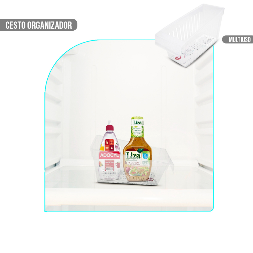 4 Organizador pote cesto Geladeira Estante Multiuso vazado Transparente pequeno