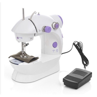 Mini Máquina Costura Portátil Elétrica Pilha + Pedal Bivolt 110V 220V pequena máquina de costura doméstica elétrica mini multifuncional comendo grosso artefato de costura totalmente automático de 6 camadas com pedal