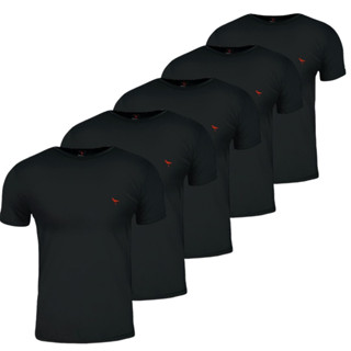 Kit 5 Camisetas Masculina Basica Bordadas Treino Preta e Branca 100% Algodão 30.1