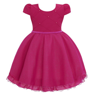 Vestido Infantil Pink Brilho Menina Festa Aniversário Princesa