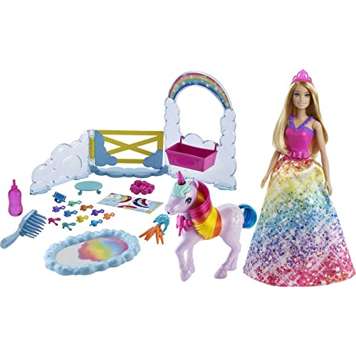 Boneca Barbie Dreamtopia Princesa Arco Iris com Unicórnio GTG01 - Mattel
