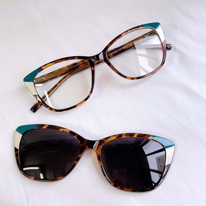 Armação de óculos para Grau Feminino Clipon 2 EM 1 Modelo Novo/ tudo acetato lente polarizada COM ESTOJO É FLANELA 10068