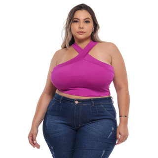 Topo de Cabresto de Cropped Suflex SEM BOJO Plus Size REF 584 em Oferta na Shopee