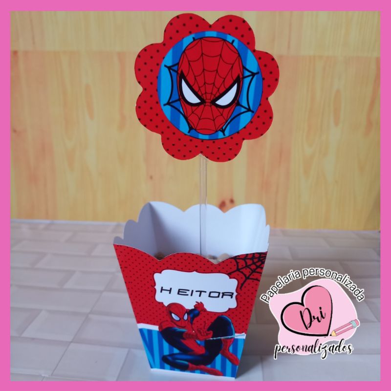 kit centros de mesa homem aranha cachepot personalizado para festa e aniversário