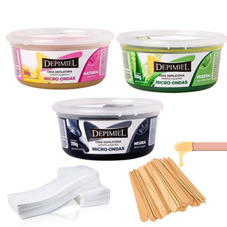 Kit Depilação Cera Quente Micro Ondas + Papel Removedor + Aplicador Nº 4 em Oferta na Shopee