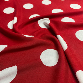 Tecido Viscose Vermelha Poá Branco 1,45m Roupas Femininas