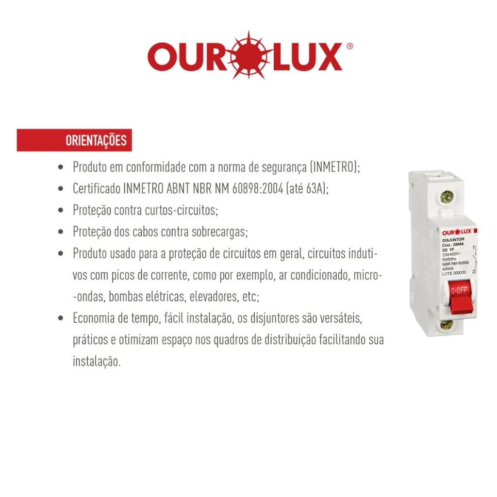 Disjuntor Ourolux Monofasico Bifasico Trifasico Unipolar Bipolar Tripolar