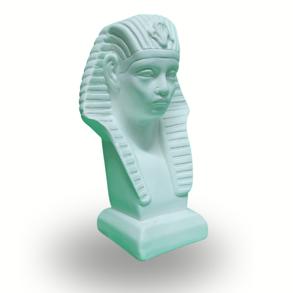 Escultura Busto do Faraó Riscado em Gesso 19CM Estátua Farao Egipcío