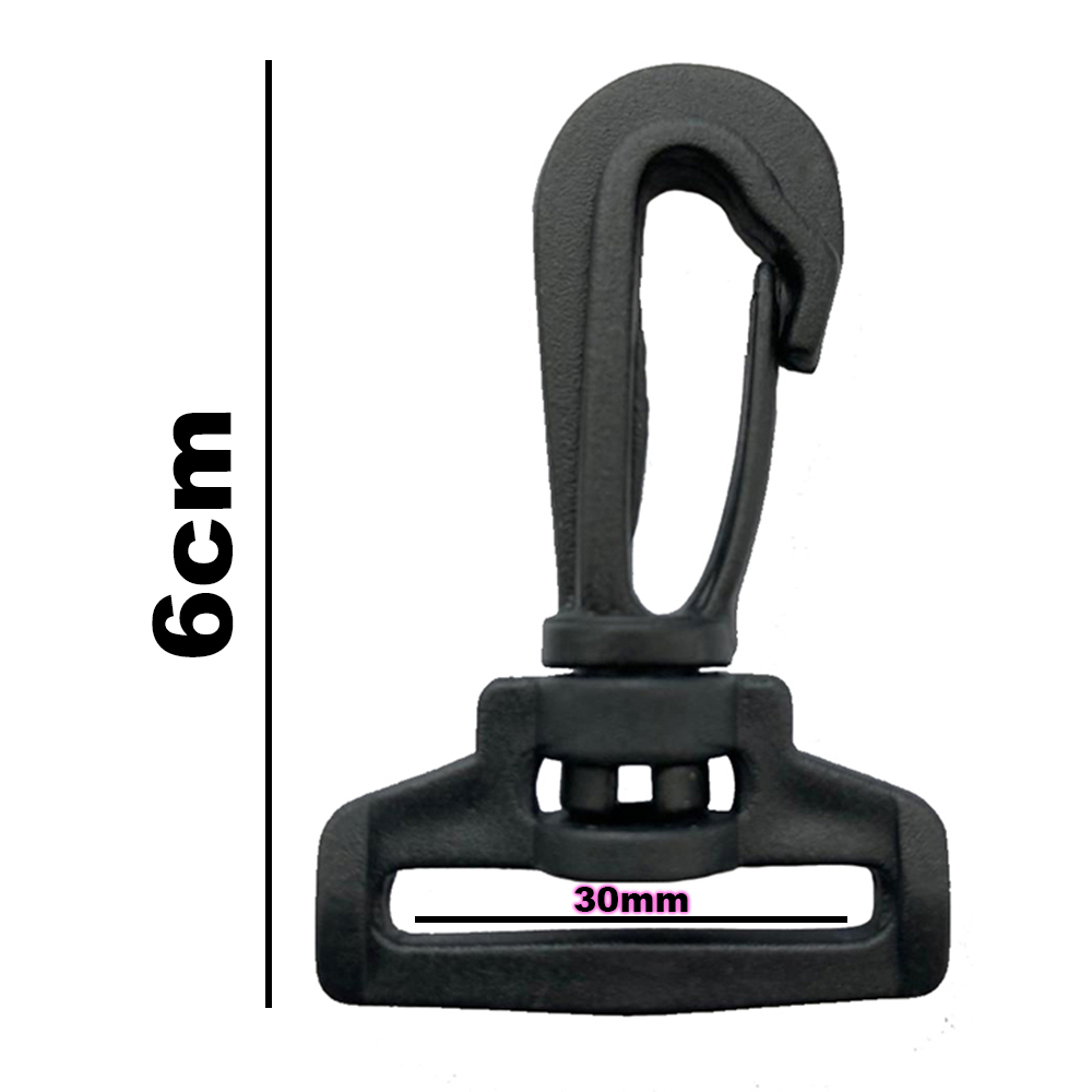 50un Mosquetão 30mm Preto Plástico Fecho Gancho Bolsas Mochilas