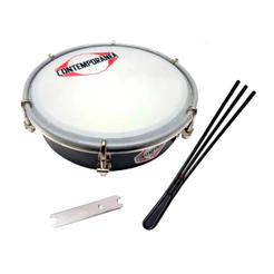 Tamborim 6" Polegadas Contemporânea Leve Light ABS 205lt Preto C/ Baqueta