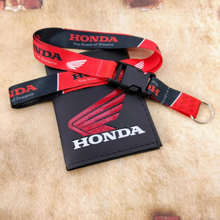 Honda Vermelho Kit Porta Documentos em Couro + Cordão Chaveiro CG CBR em Oferta na Shopee