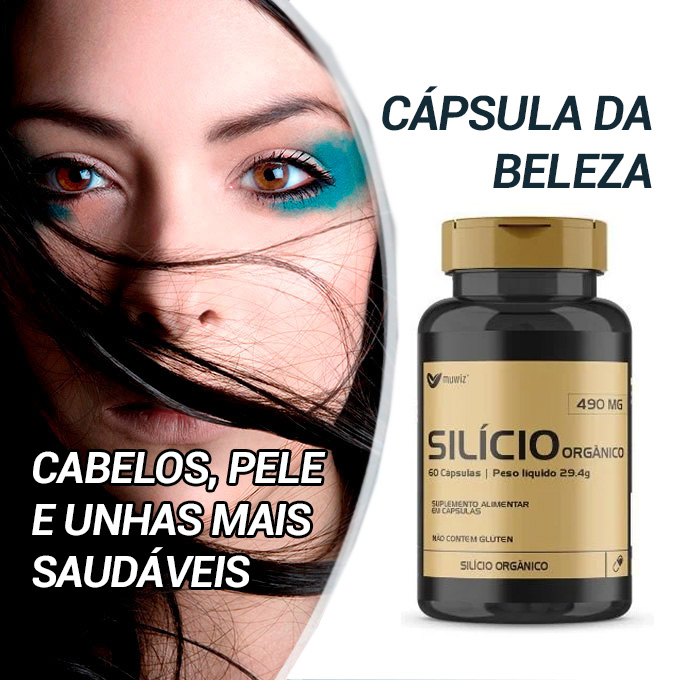 Silício Orgânico 60 cápsulas 490mg Muwiz Silicio Puro Original