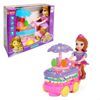 Boneca Princesa no Carrinho de Sorvete com Luz e Som Bate e Volta