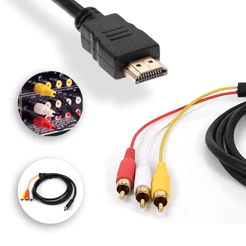 Cabo Adaptador HDMI X RCA Com saida AV 1,2m TV DVD HOME GAME Resistente e de qualidade