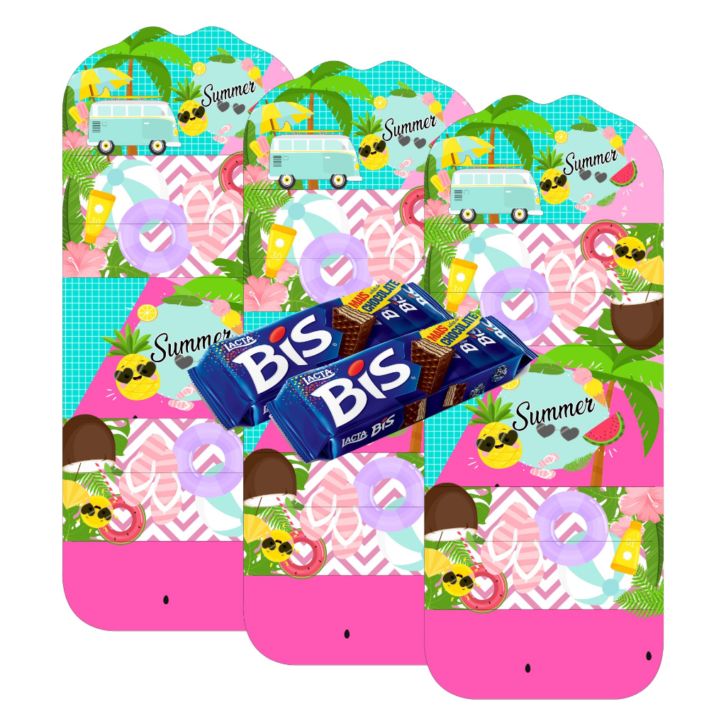 10 Porta Bis Duplo 3D Tropical Summer - Decoração Festa Aniversário tema Praia, Tropical, Festa na Piscina, Pool Party, Frutas, tema Hawai, Tema Praiano.