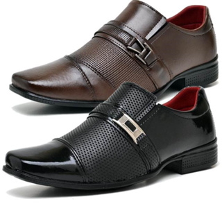 Kit 2 Pares De Sapato Social Masculino Oxford  Preto e Marrom com Fivela Elegante em Oferta na Shopee