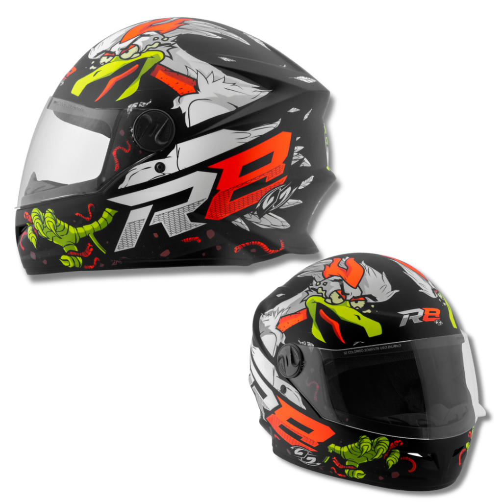 Capacete Fechado Masculino Feminino R8 Rocket Chicken Fosco