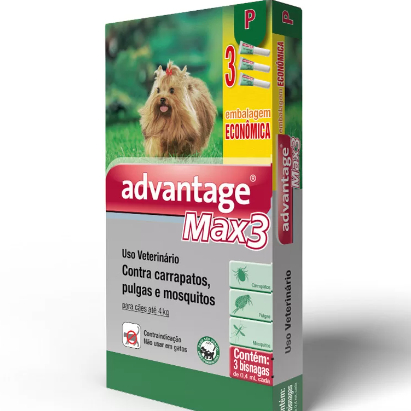 Advantage Max-3 Antipulgas para Cães de até 4kg 3 Bisnagas de 0,4ml Elanco - Pets