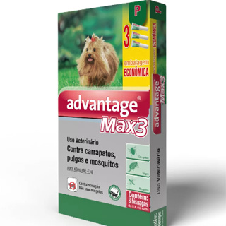 Advantage Max-3 Antipulgas para Cães de até 4kg 3 Bisnagas de 0,4ml Elanco em Oferta na Shopee