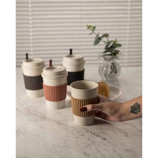 Copo de Bambu para Cafe com Tampa de Mexedor 450ml - Lyor