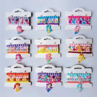 Kit 4 Pulseiras Infantil Sereia de Miçanga Colorida com Pingentes Calda de Sereias e Brinco de Pérolas Acessórios em Oferta na Shopee