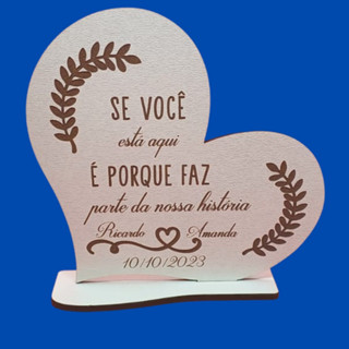 20 Lembrancinhas Casamento Centro de Mesa Personalizado MDF Cor Branca 10cm New Heart