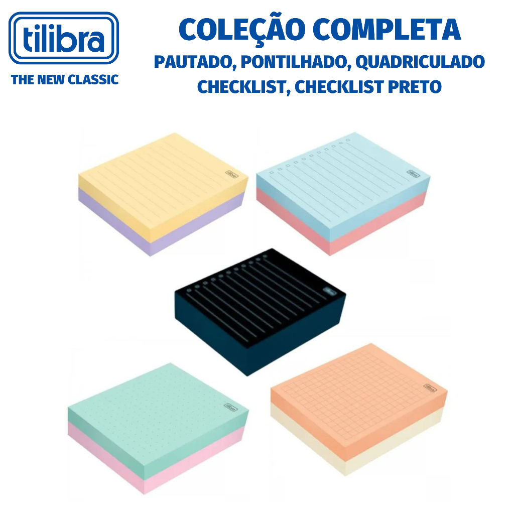 Bloco Notas Tilibra 100 Folhas Tom Pastel Preto - Quadriculado Checklist Snoopy Jolie Pooh Ursinhos em Oferta na Shopee