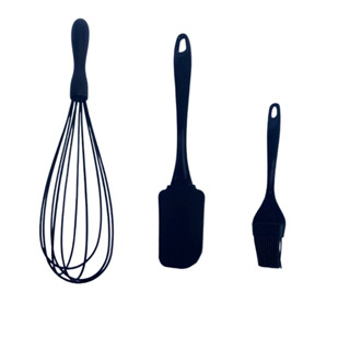 Kit 3 Peças Jogo De Utensílios Cozinha Em Silicone Servir Fouet Espátula Pincel