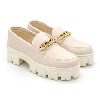 Mocassim Feminino Sapatilha Tratorado Loafter Metal Dourado Otima Qualidade
