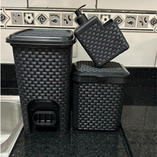 Conjunto Cozinha Lixeira de Pia 05 litros+ Porta Detergente+ Lixeira 07 litros